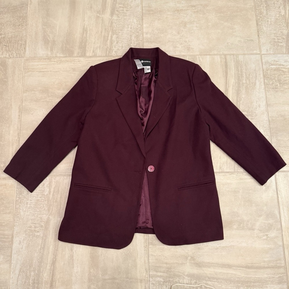 Sag Harbor 14 Wool Oversized Blazer Plum Vintage Quiet Luxury Old Money Chic